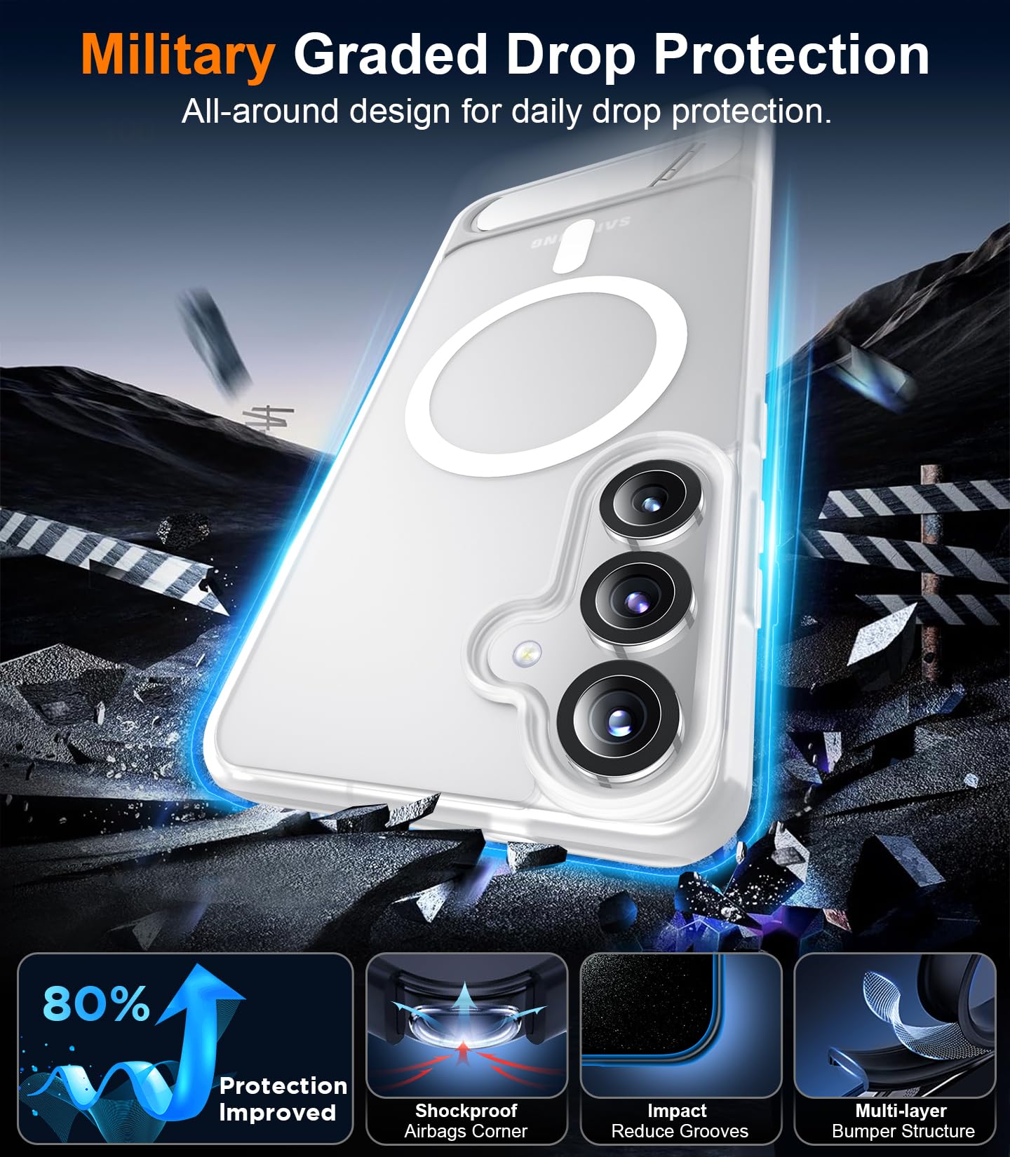 for Samsung Galaxy Z Fold 8 Case,[Compatible with MagSafe][Built-in HD Screen Protector & Kickstand][Hinge Protection]Translucent Matte Full-Body Shockproof Phone Case for Galaxy Z Fold 8,Black