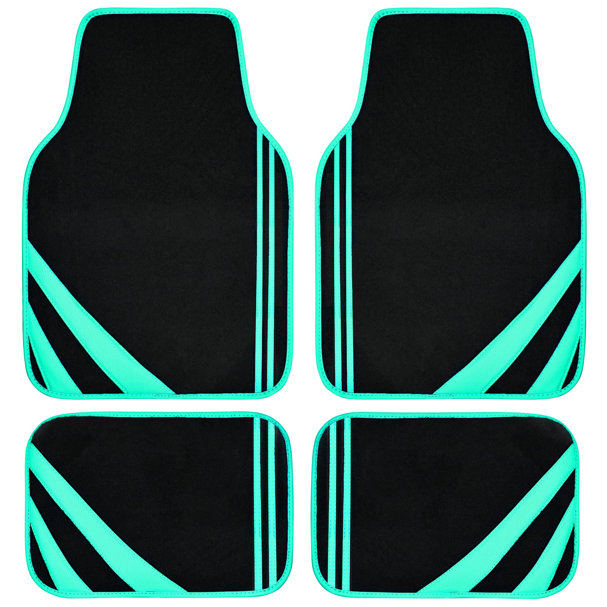 CAR PASS Car Seat Covers Full Set for Women Girls with Waterproof Car Floor Mats,Anti-Slip Leather Steering Wheel Cover,Universal Fit for SUVs,Vans,Trucks,Sedans,Cars (Combo Set,Black & Pink)