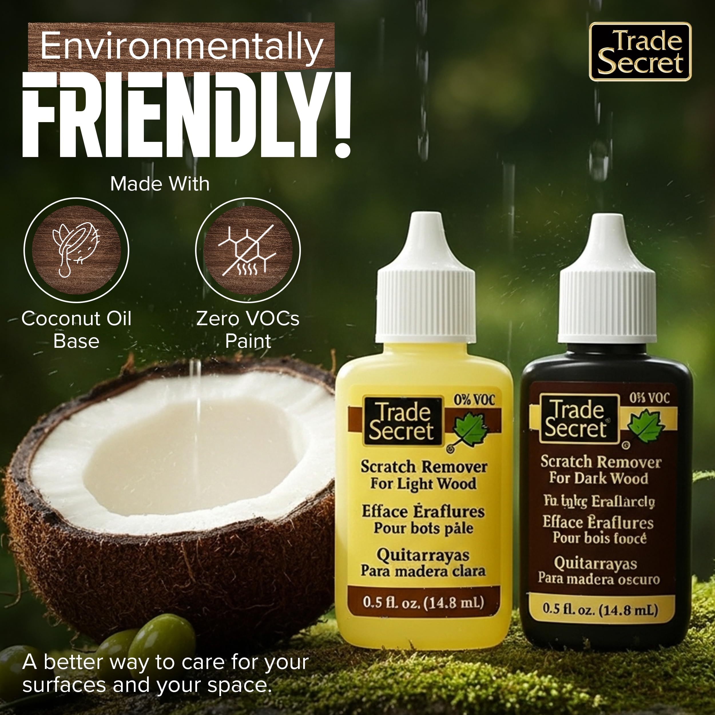 Trade Secret Scratch Concealer for Dark Wood Furniture & Floors – Dark Brown Shade Stain Covers Nicks, Scuffs, Dog & Cat Scratches, Minor Defects – Real Wood Only