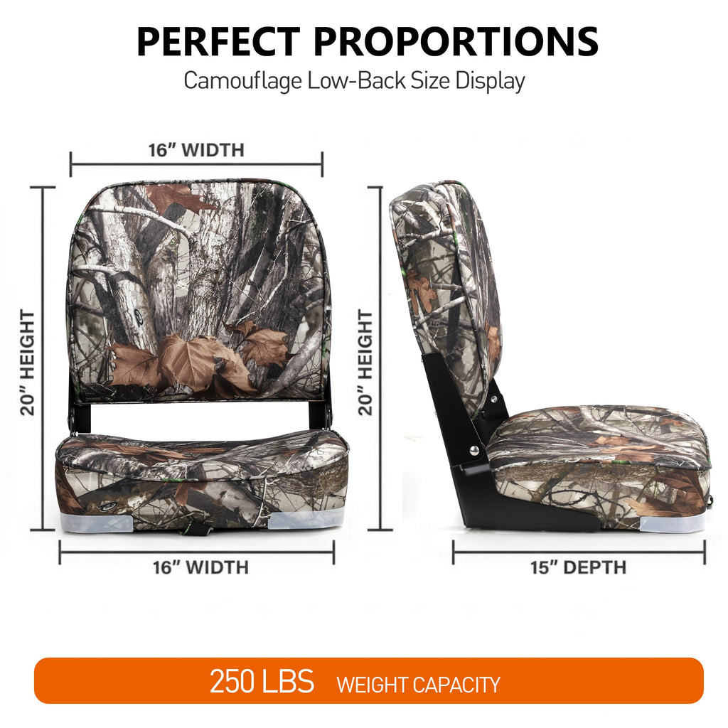 NORTHCAPTAIN Marine Boat Chair 2 Pack,Camo High Back Folding Fishing Boat Seat for Fishing, Bass/Jon/Pontoon Boats, 4 Mounting Screws Included