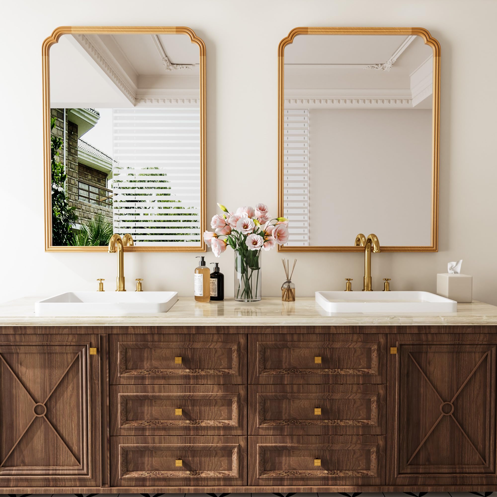 Ferytange 18X24 Inch Black Mirror for Wall with Metal Frame Rectangular Rounded Bathroom Vanity Mirror Anti-Rust, Hangs (Black 18" x 24")