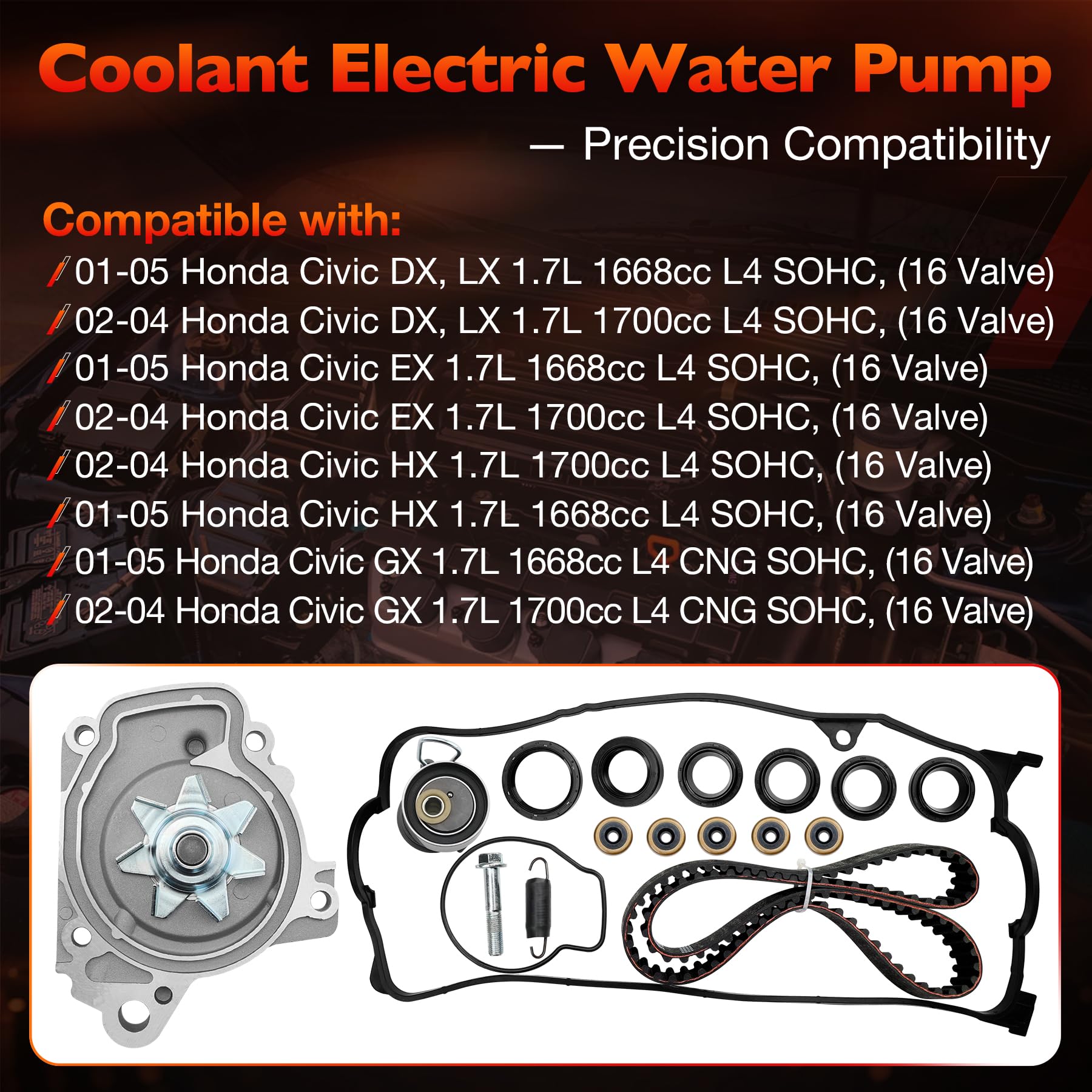 Engine Timing Belt Kit with Water Pump | Compatible With 1987-2001 Toyota Camry Celica RAV4 MR2 Solara 2.0L 2.2L 3SFE 5SFE L4 DOHC 16V | Replaces# TBK138, TCKWP199