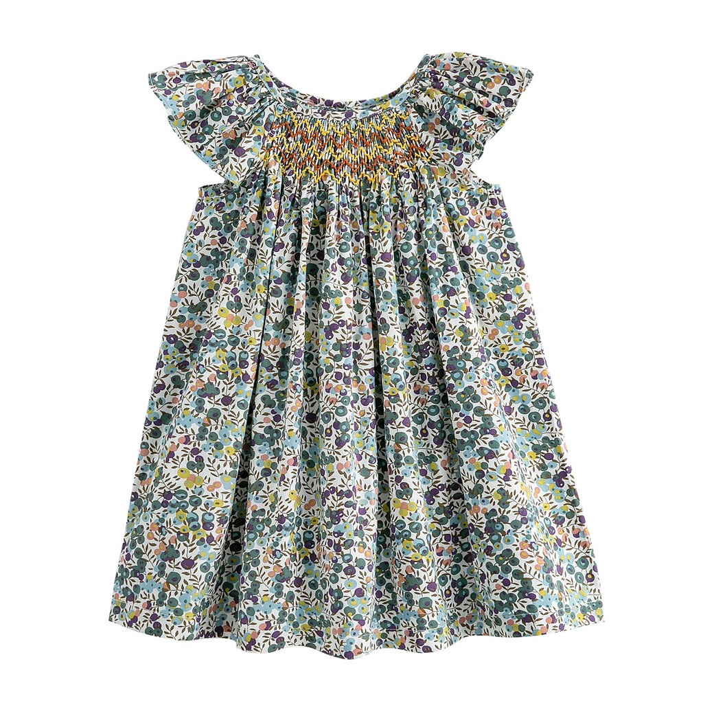 Simplee kids Baby Girl Smocked Dress Summer Casual Short Sleeve Dresses Floral Print Sundress Princess Dress for Toddlers