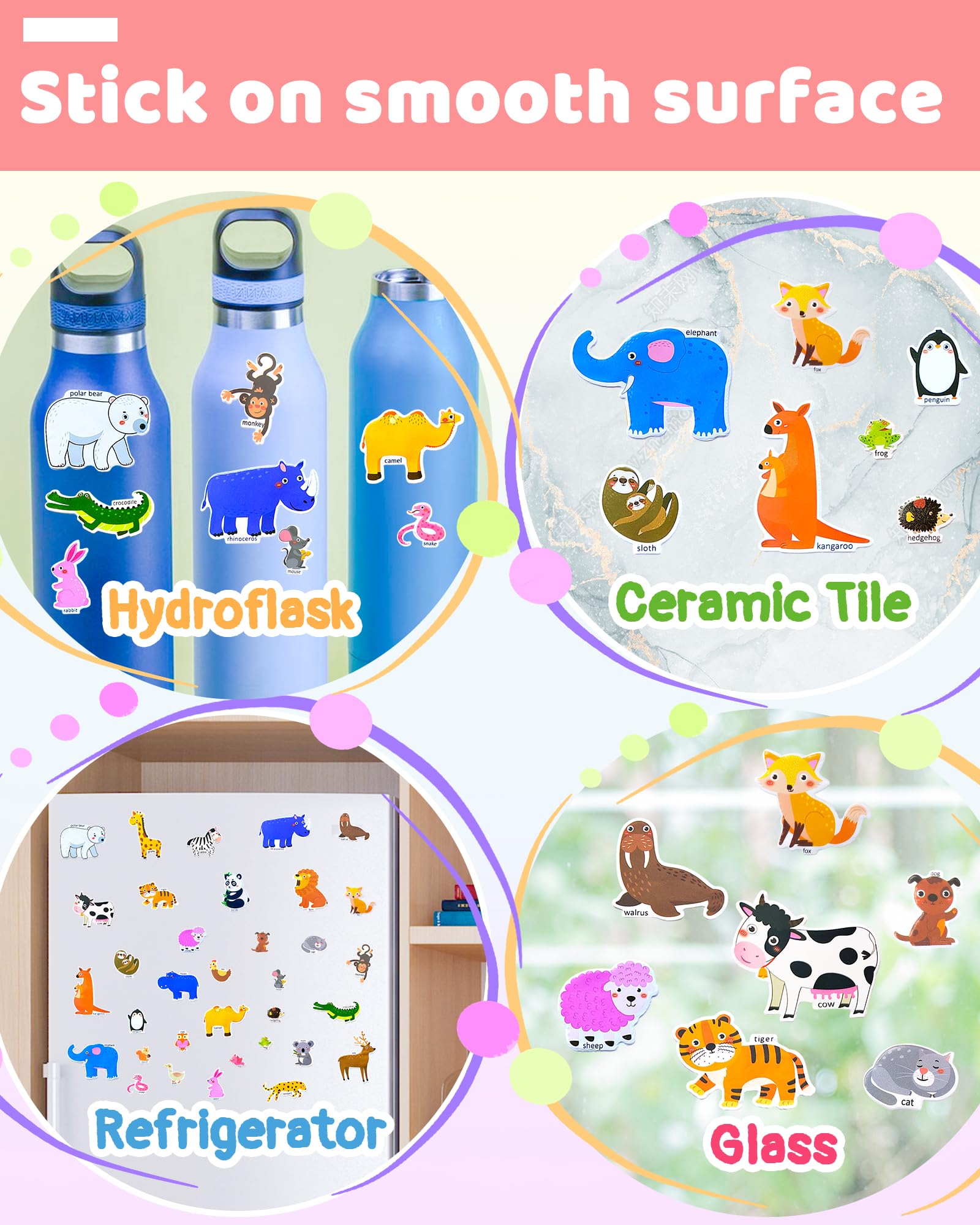 Benresive Reusable Sticker Book for Toddlers, Stickers for Kids, Travel Toys for Arts & Crafts Activities, Birthday Gift for Boys & Girls, Animals Dinosaurs Insects Themes