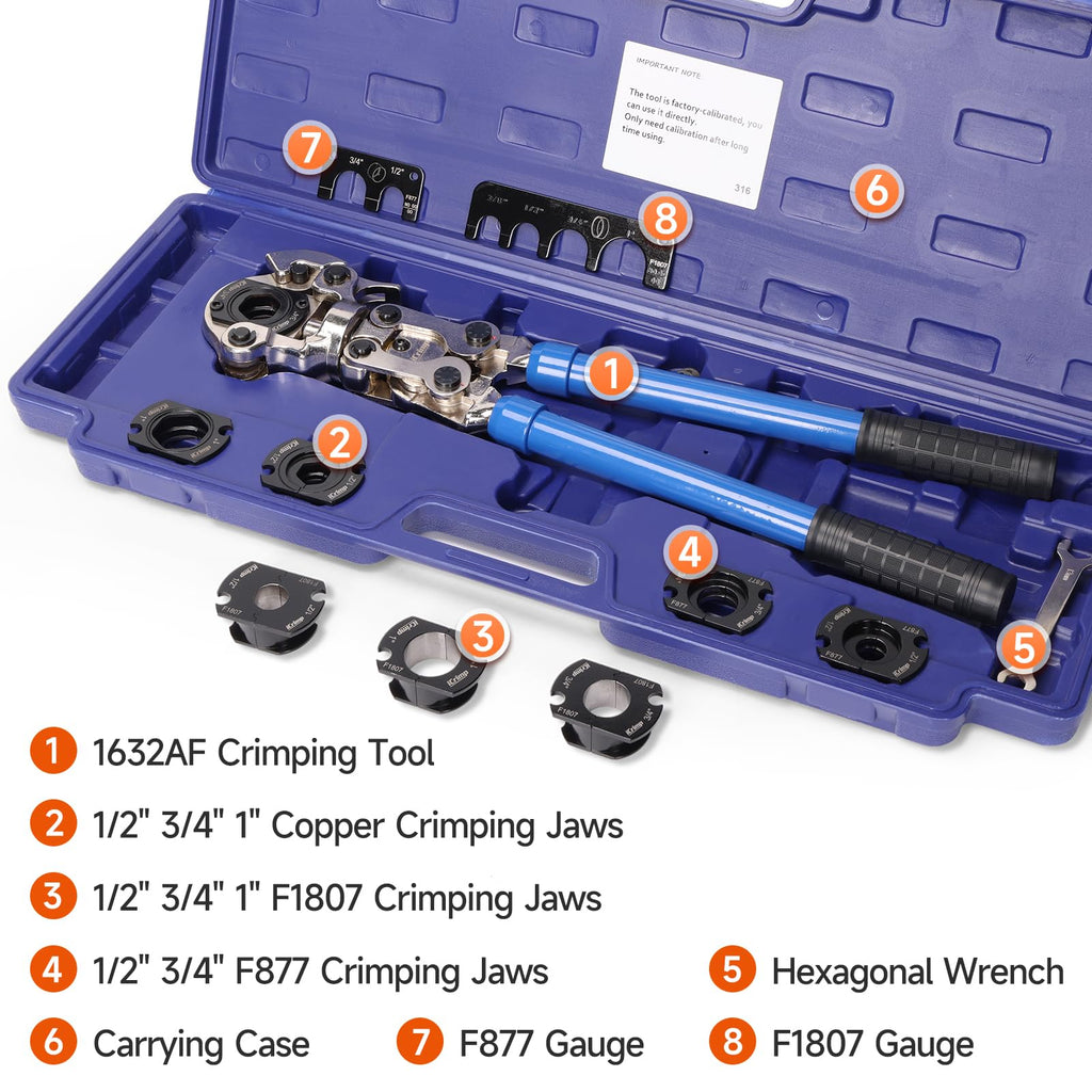 iCrimp Copper Tube Press Tool 1/4"-7/8" for HVAC/R Refrigerant Lines, O-Ring Sealed Solderless Fitting Connection