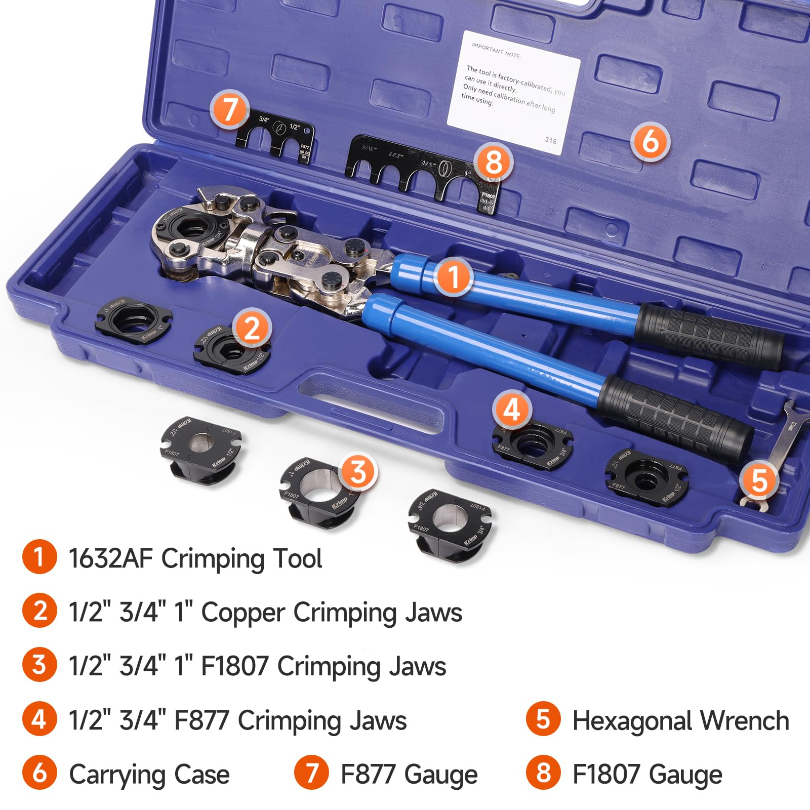 iCrimp Copper Tube Press Tool 1/4"-7/8" for HVAC/R Refrigerant Lines, O-Ring Sealed Solderless Fitting Connection