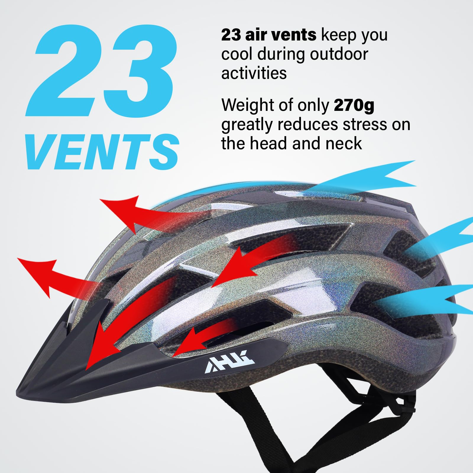 Youth Adult Road Bike Helmet, Men Women Adjustable Mountain Bicycle Helmet with Detachable Visor, 2 Sizes for Age 8-14+ Youth, Kids, Adult