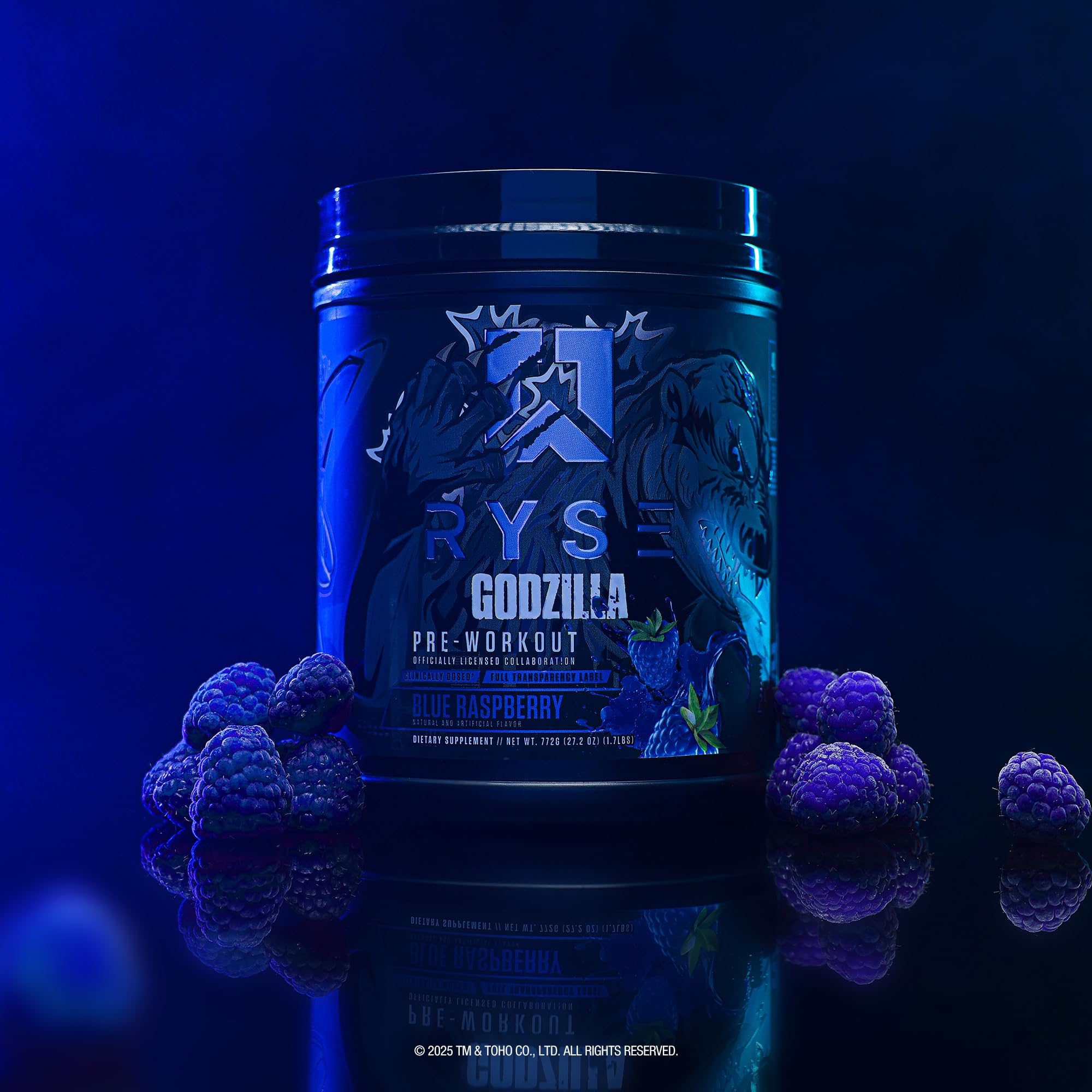 RYSE Godzilla X Noel Deyzel Pre Workout Powder - BlackBerry Lemonade - 400mg Caffeine, High Stim Pre-Workout for Men & Women with Citrulline & Beta Alanine - Energy, Pump & Focus - 20/40 Servings
