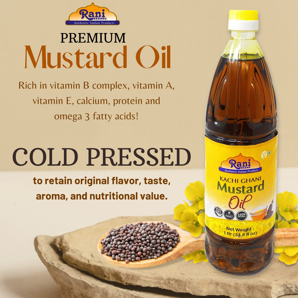 Rani Premium Oils Combo Set of 3 - Peanut Oil, Mustard Oil, Sesame Oil 16.9 Ounce (500ml) ~ Cold Pressed | 100% Natural | Kosher | NON-GMO | Vegan | Gluten Free