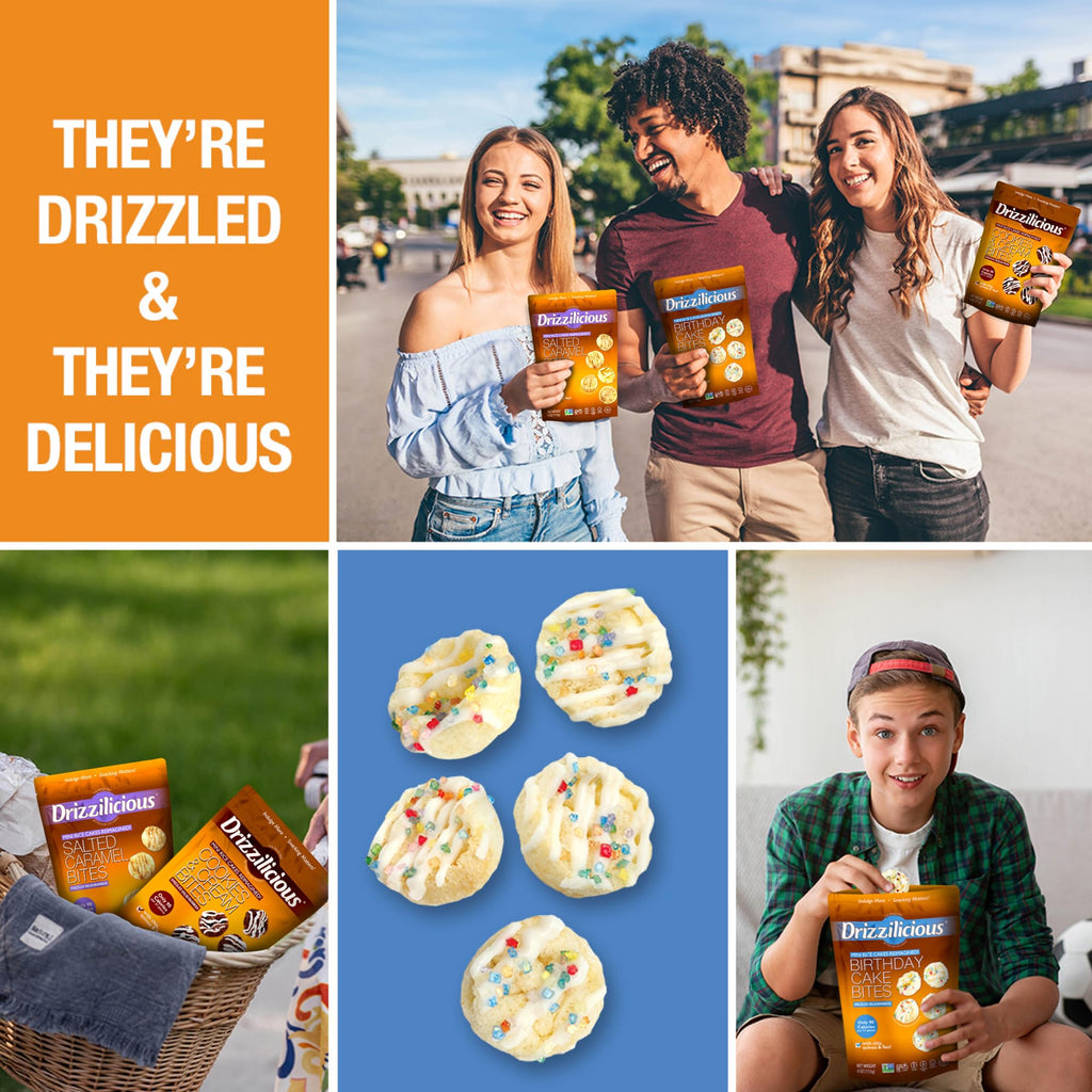Drizzilicious Mini Flavored Rice Cakes - Rice Crisps, Healthy Snack for Adults and Kids, Vegan, Gluten Free Snack, 90 Calories Per 21 Pieces, S'mores & Cinnamon Swirl - 4 oz (Pack of 6)