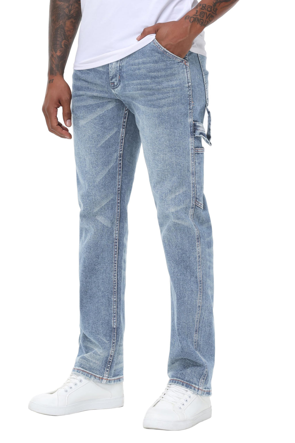 MZNBURAM Men's Stretch Regular Fit Straight-Leg Cotton Fashion Comfort Flex Waist Denim Pants Jeans
