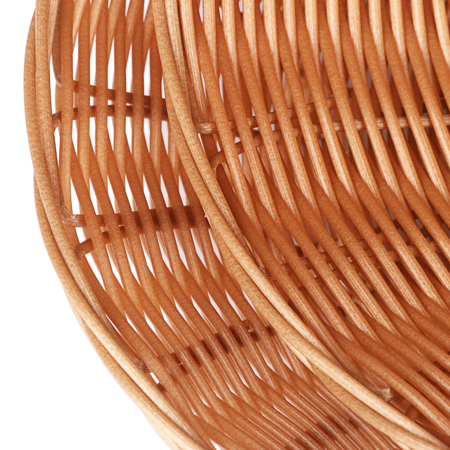 GNIEMCKIN 12 Pack Round Poly Wicker Basket, Diameter 9.5 In, Brown, Plastic, Polypropylene