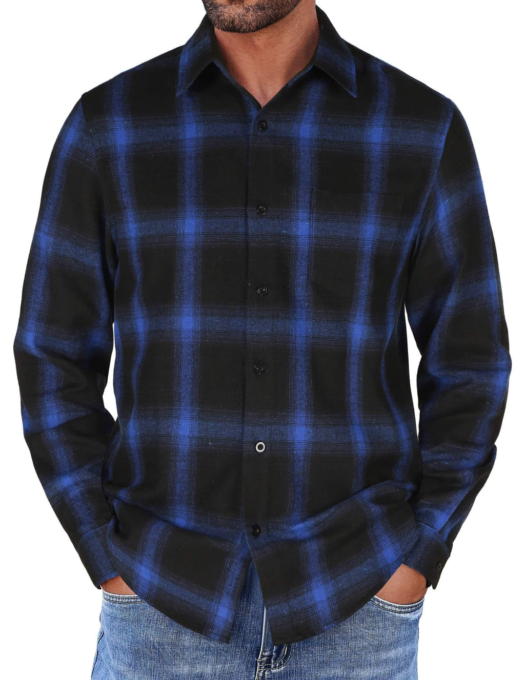 COOFANDY Mens Flannel Shirts Long Sleeve Button Down Shirt with Pocket Casual Shirts Work Shirts for Men