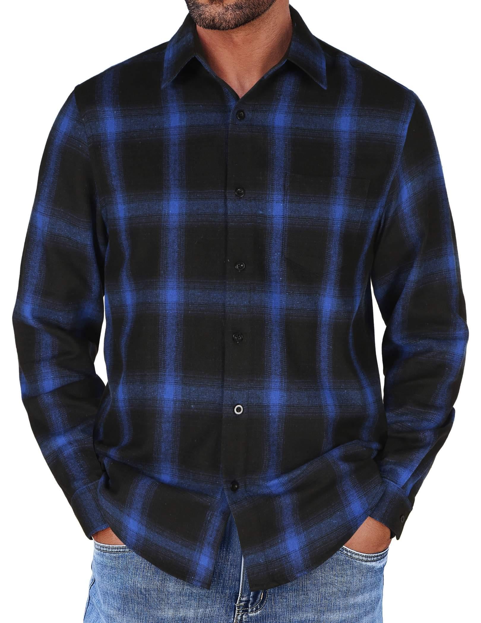 COOFANDY Mens Flannel Shirts Long Sleeve Button Down Shirt with Pocket Casual Shirts Work Shirts for Men
