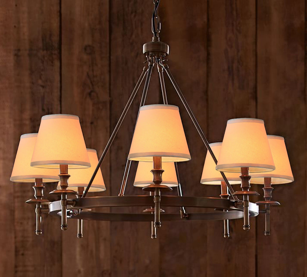Small Lamp Shade Set of 6 Chandelier Shades 3" X 6" X 5" Burlap Lampshade Clip On Bulb Farmhouse Chandelier Shade