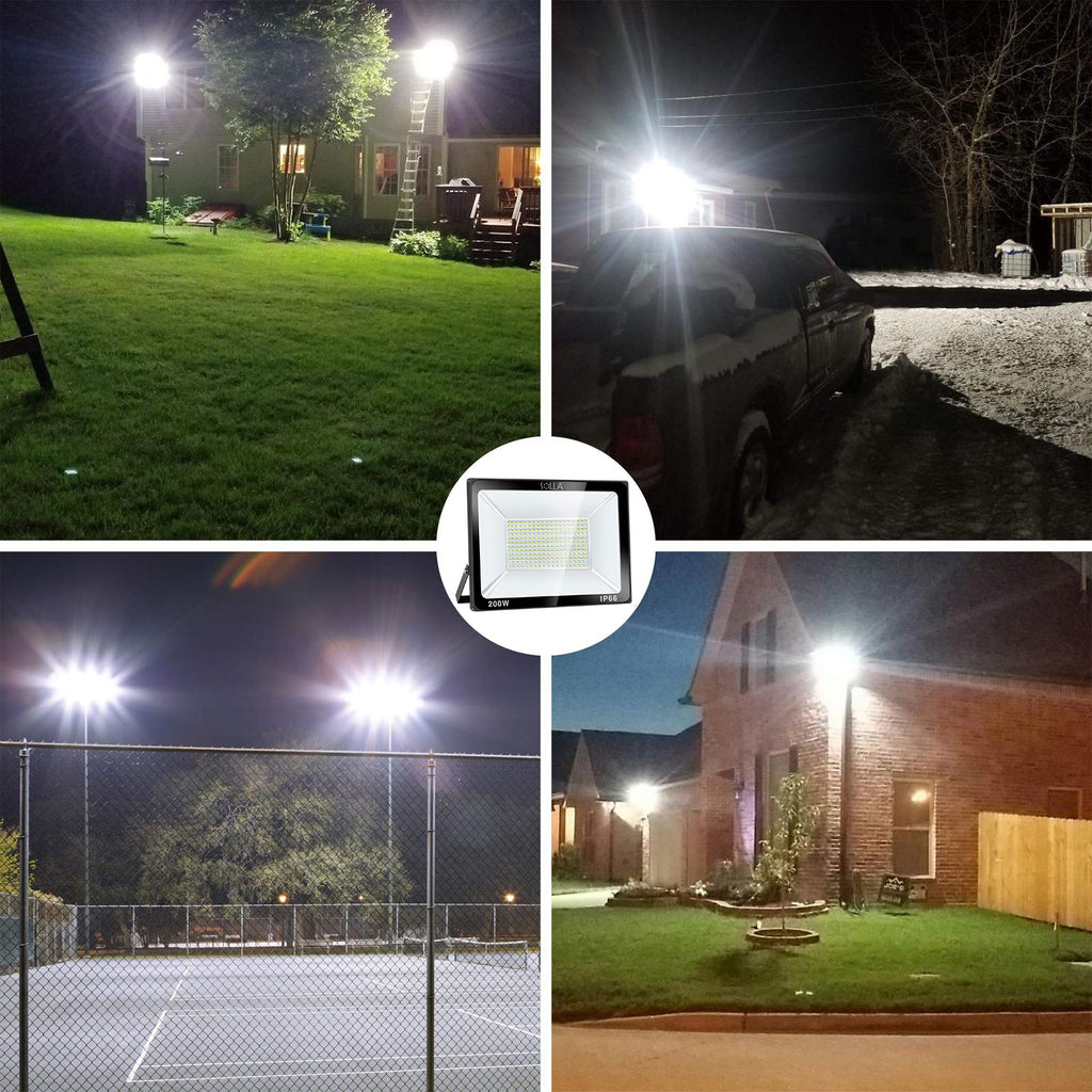 2 Pack 100W LED Flood Light Outdoor, 8000LM Super Bright Security Lights, 550W Equivalent, IP66 Waterproof, 3000K Warm White, Outside Floodlight for Garage, Garden, Lawn and Yard