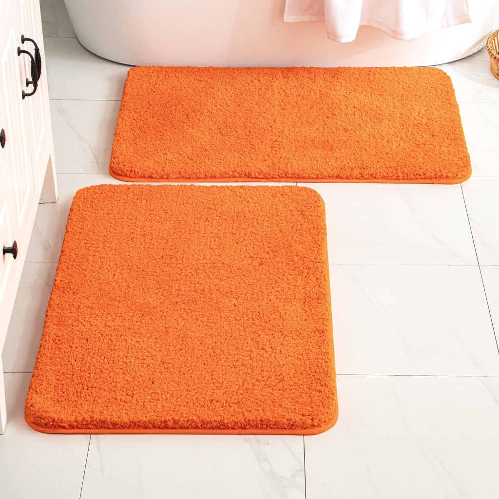 MIULEE Black Bathroom Rugs Set 2 Piece, Small Soft Absorbent Microfiber Bath Mat Set, Non Slip Quick Dry Machine Washable Plush Shaggy Bath Rugs for Bathroom Floor, Tub and Shower, 16x24 inches