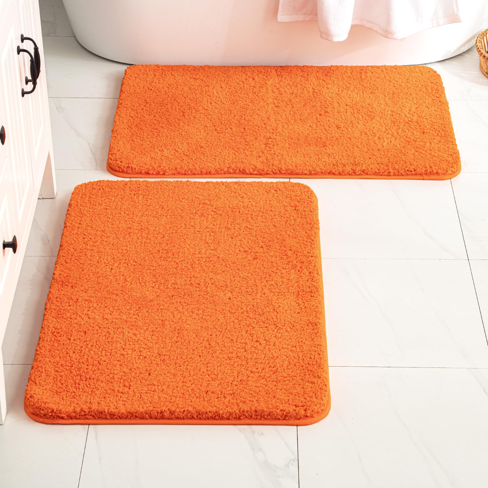 MIULEE Black Bathroom Rugs Set 2 Piece, Small Soft Absorbent Microfiber Bath Mat Set, Non Slip Quick Dry Machine Washable Plush Shaggy Bath Rugs for Bathroom Floor, Tub and Shower, 16x24 inches