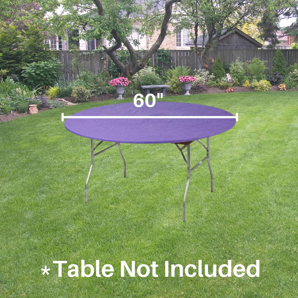 Kwik-Covers 60" Round Fitted Plastic Table Covers, 5 Pack (Black)