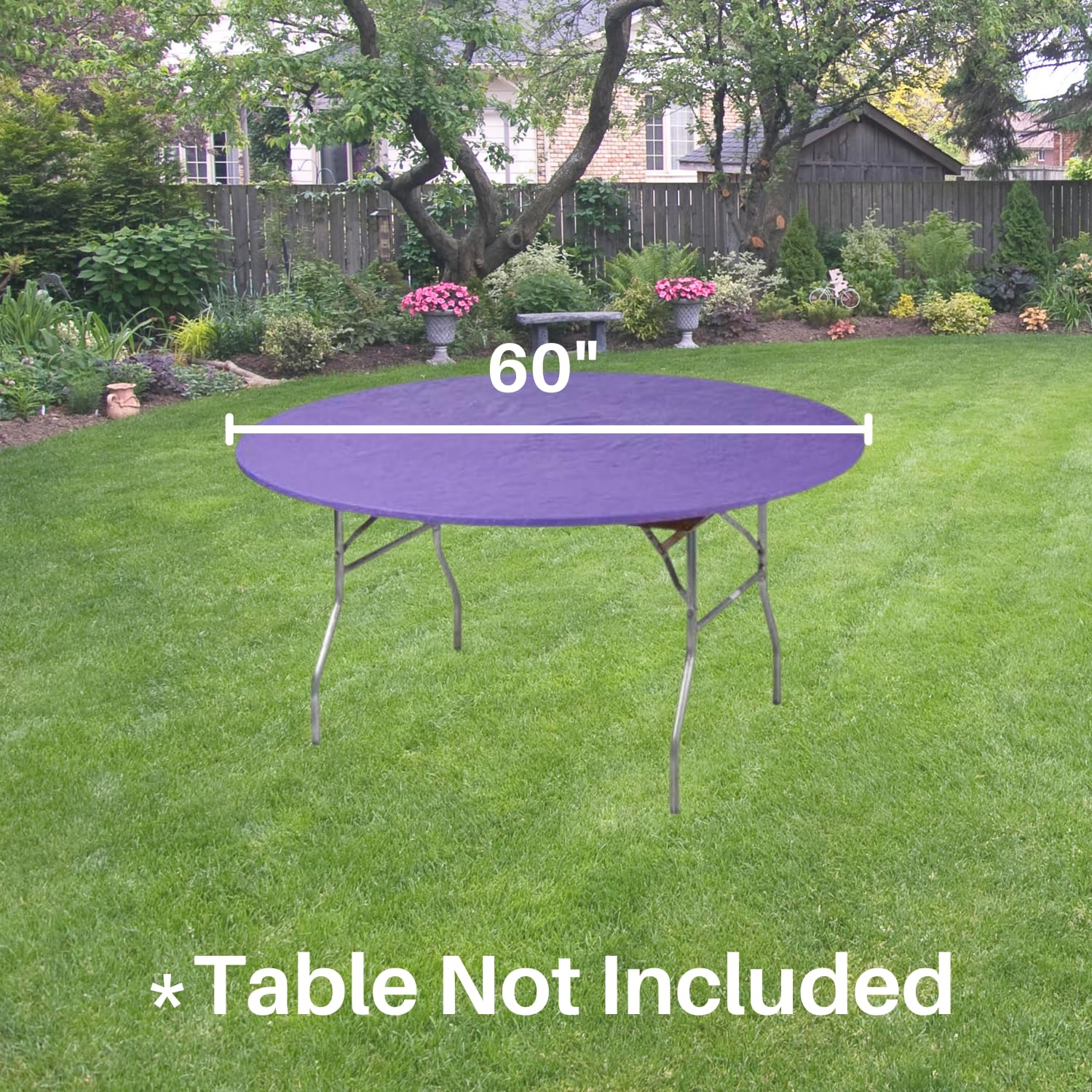 Kwik-Covers 60" Round Fitted Plastic Table Covers, 5 Pack (Black)