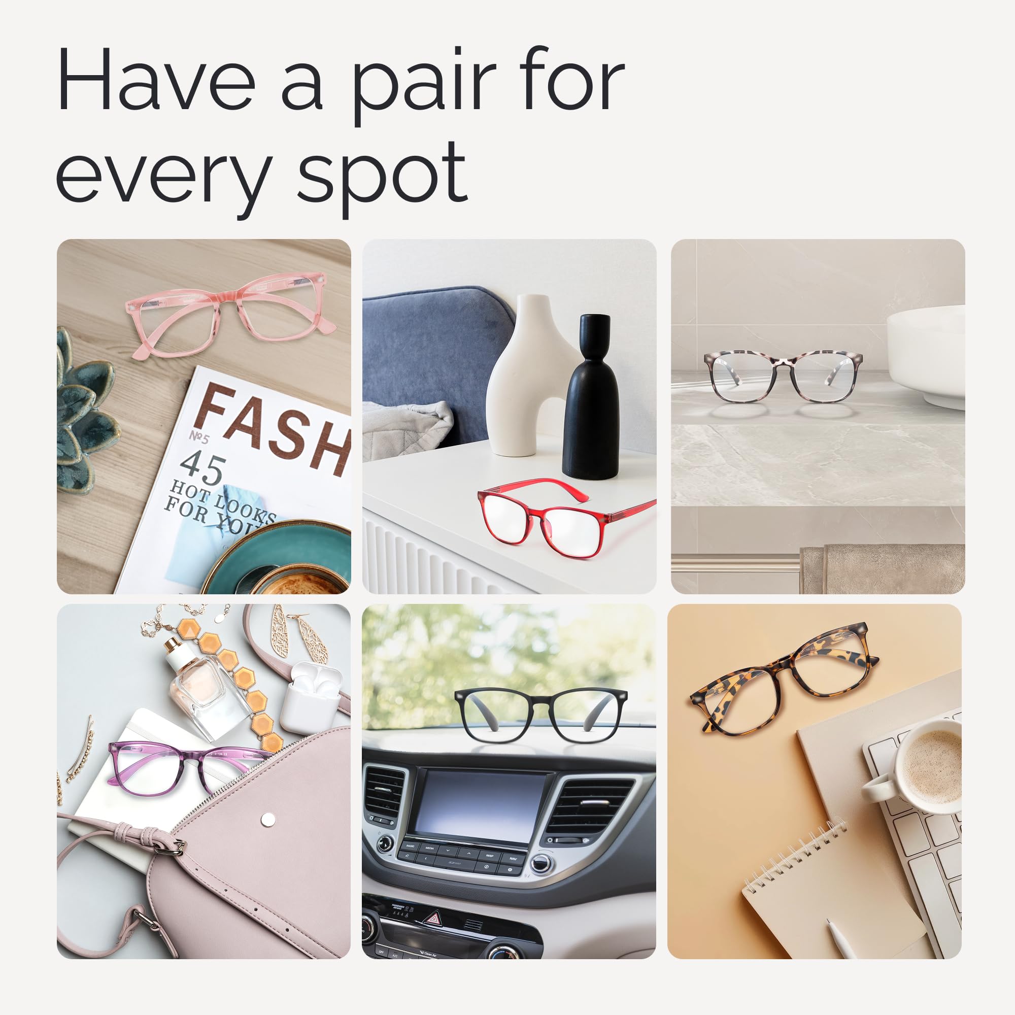 CCVOO Mix & Match Reading Glasses for Women - Lightweight, Comfortable Fit, Clear Vision - Blue Light Blocking