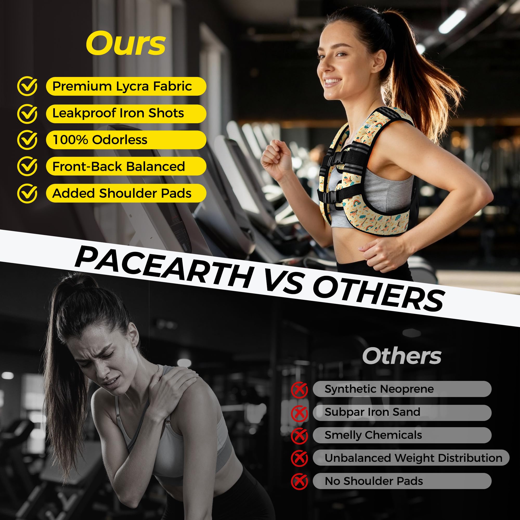PACEARTH Weighted Vest,6lb/8lb/10lb/12lb/16lb/20lb/25lb/30lb Weight Vest with Reflective Stripe, Body Weight Vests for Women, Men, Weight Loss Workout, Strength Training, Running, Walking, Jogging