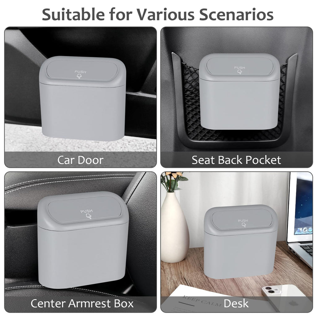 Accmor Car Trash Can with Lid, Mini Auto Dustbin Garbage Organizer with 30 Pcs Plastic Trash Bag, Automotive Garbage Container Bin for Vehicle, Home, Office