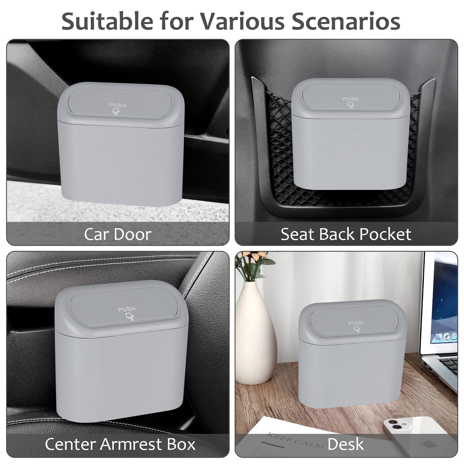 Accmor Car Trash Can with Lid, Mini Auto Dustbin Garbage Organizer with 30 Pcs Plastic Trash Bag, Automotive Garbage Container Bin for Vehicle, Home, Office