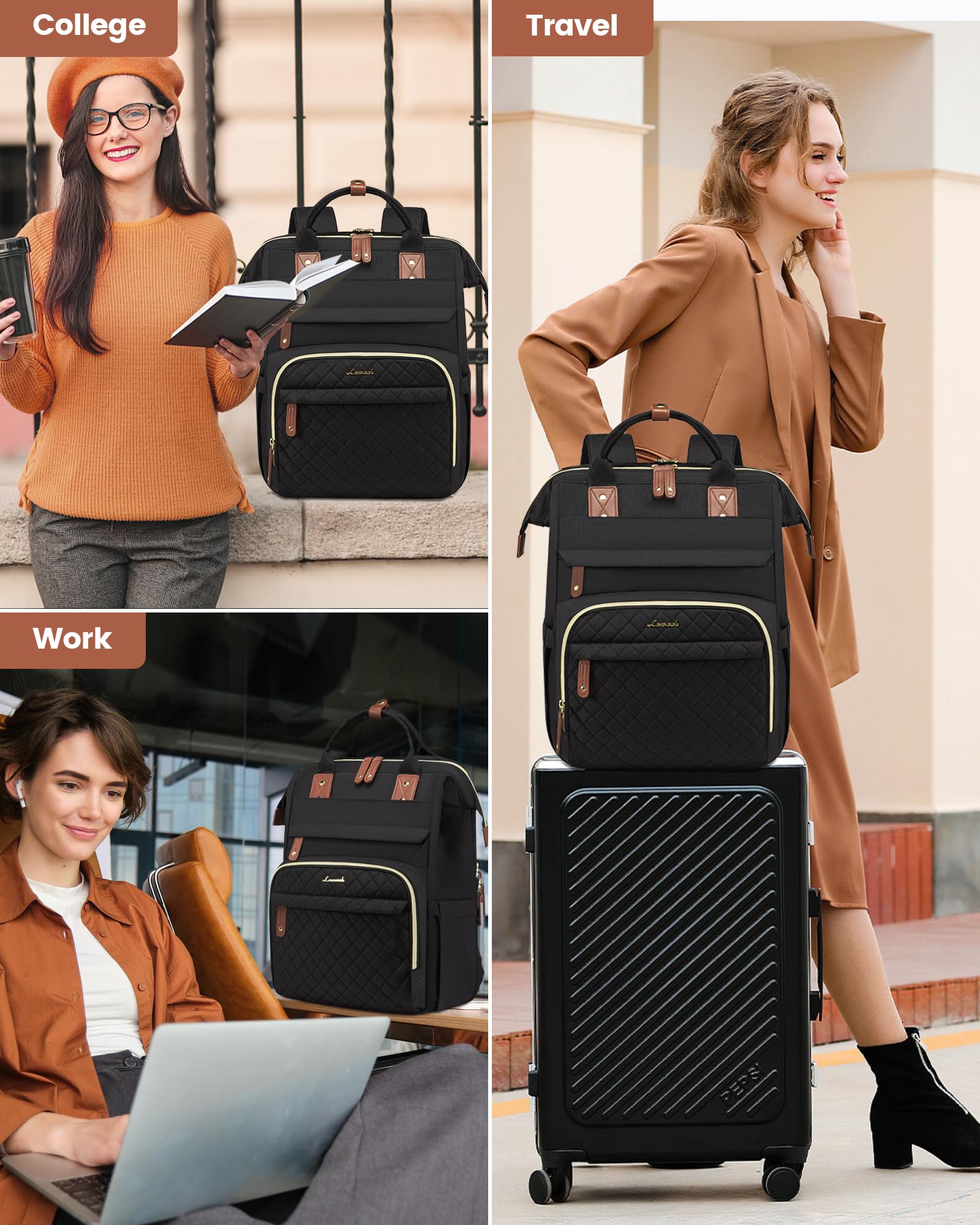 LOVEVOOK Laptop Backpack for Women, 15.6 inch Waterproof Nurse Bag Teacher Work Backpack Purse for Women, Travel Computer Backpack for College Office Business Ladies