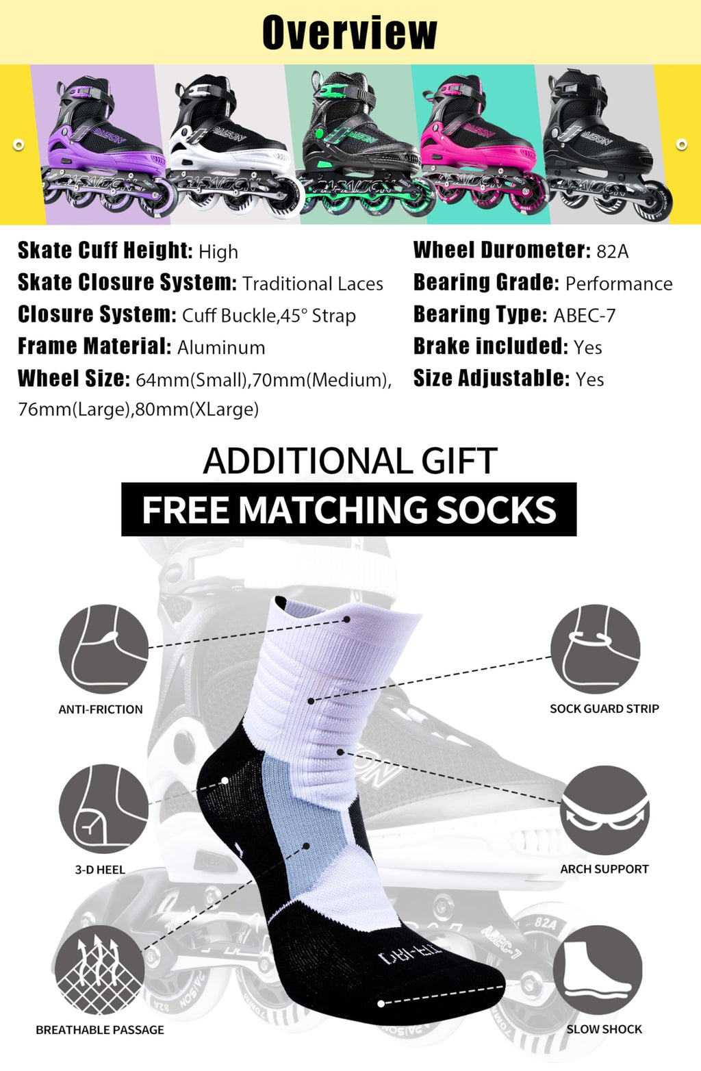 PAPAISON Adjustable Inline Skates for Kids and Adults with Full Light Up Wheels, Outdoor Roller Skates for Girls and Boys, Men and Women