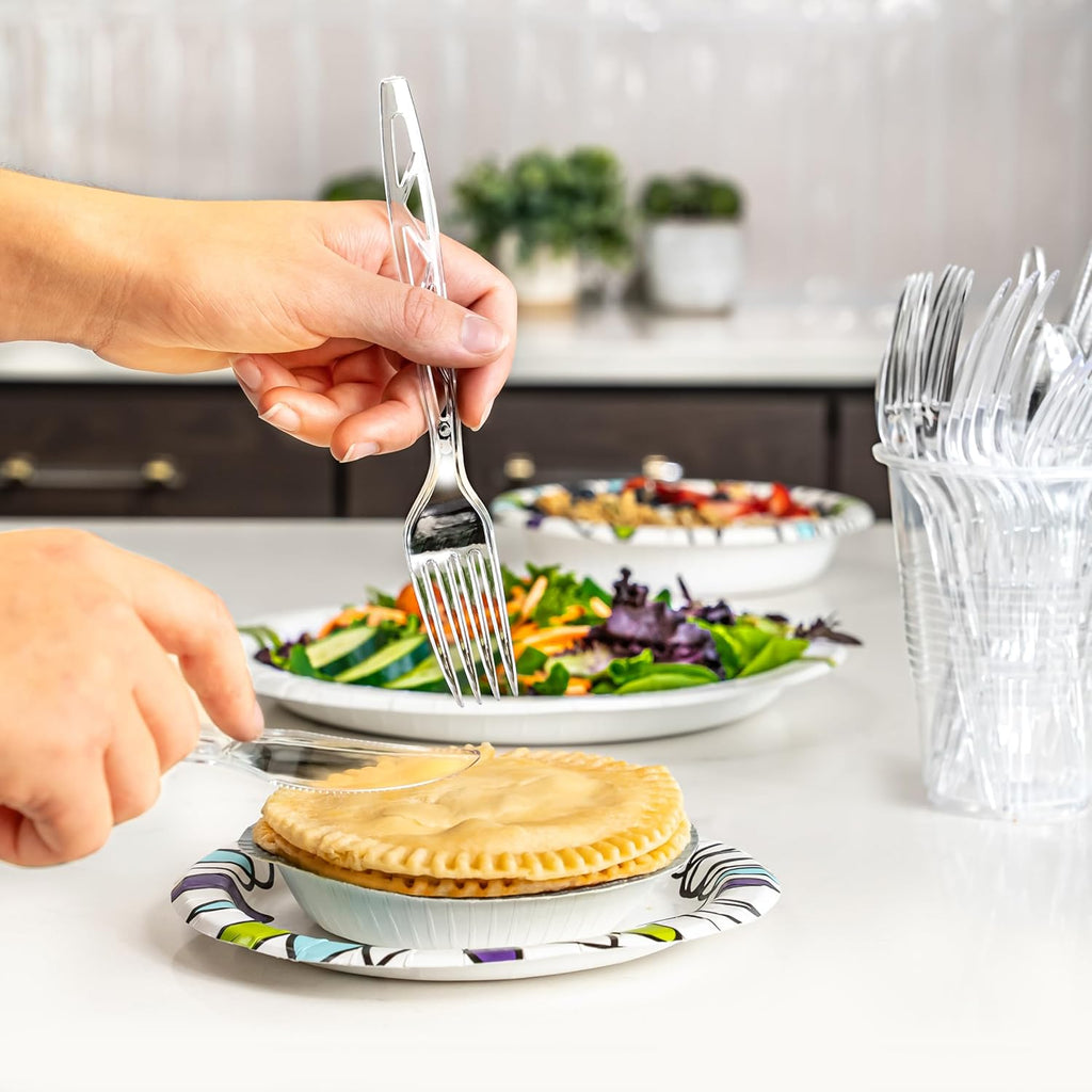 Amazon Basics Disposable Clear Plastic Cutlery, Premium Quality, BPA-Free, Sturdy, 48 Count Combo Pack: 16 Forks, 16 Spoons and 16 Knives