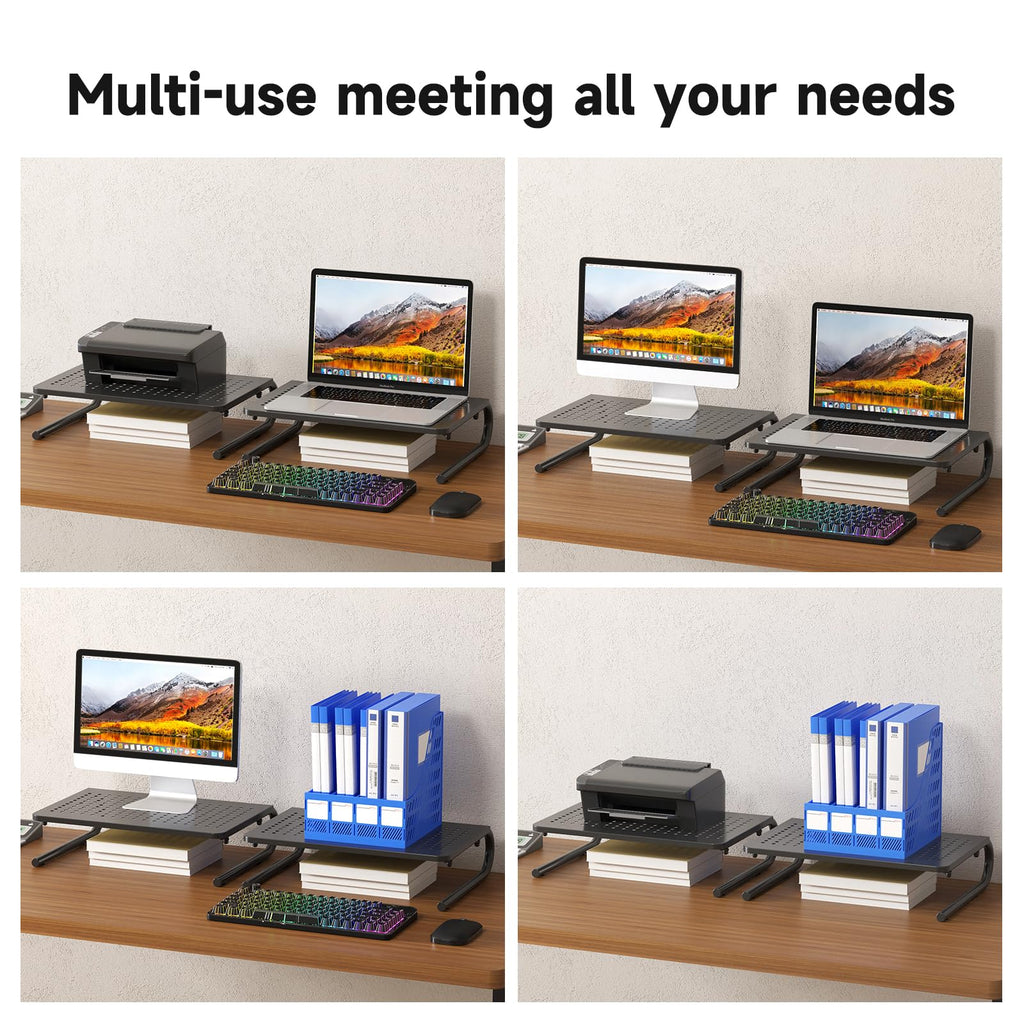 suptek Clamp-on 32 Inch Dual Monitor Desk Mount Riser Shelf Computer Stands for 2 Monitor,Laptop,Printer, Notebook,32.2” x 7.8” x 5.7”