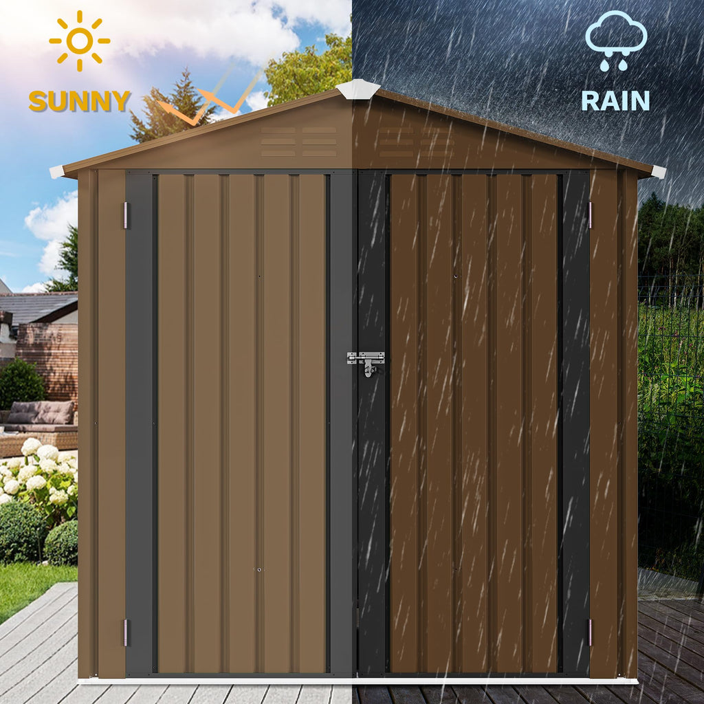 DWVO 6x4ft Outdoor Storage Shed, Lockable Metal Tool Storage Sheds, Waterproof Garden Sheds with Vents for Backyard, Patio, Garage, Lawn, Dark Gray