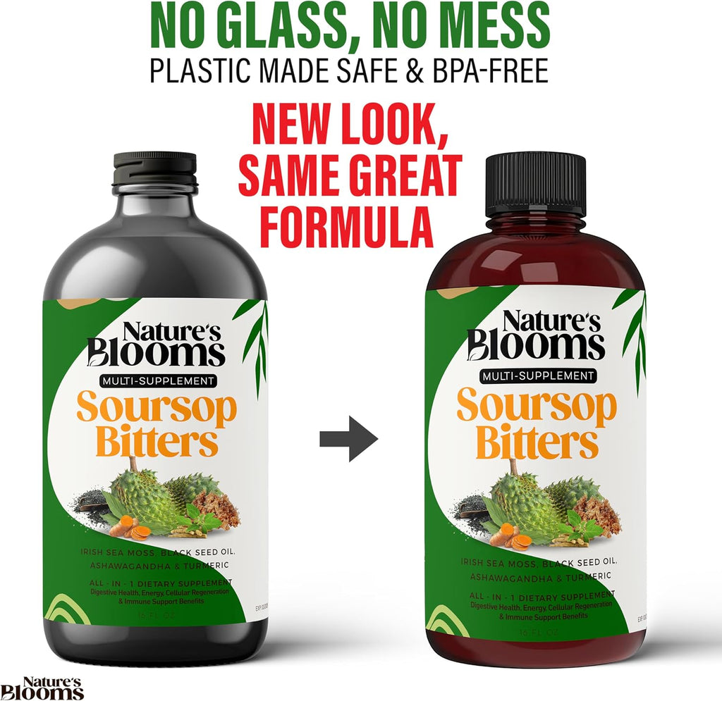 Nature's Blooms Soursop & Black Seed Bitters Bundle, 16 oz Each, 2 Bottles