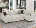 Belffin Modular Sectional Sleeper Sofa Bed with Storage Chaise L Shaped Sectional Couches for Living Room Armrest with Cup Holder. White Couch