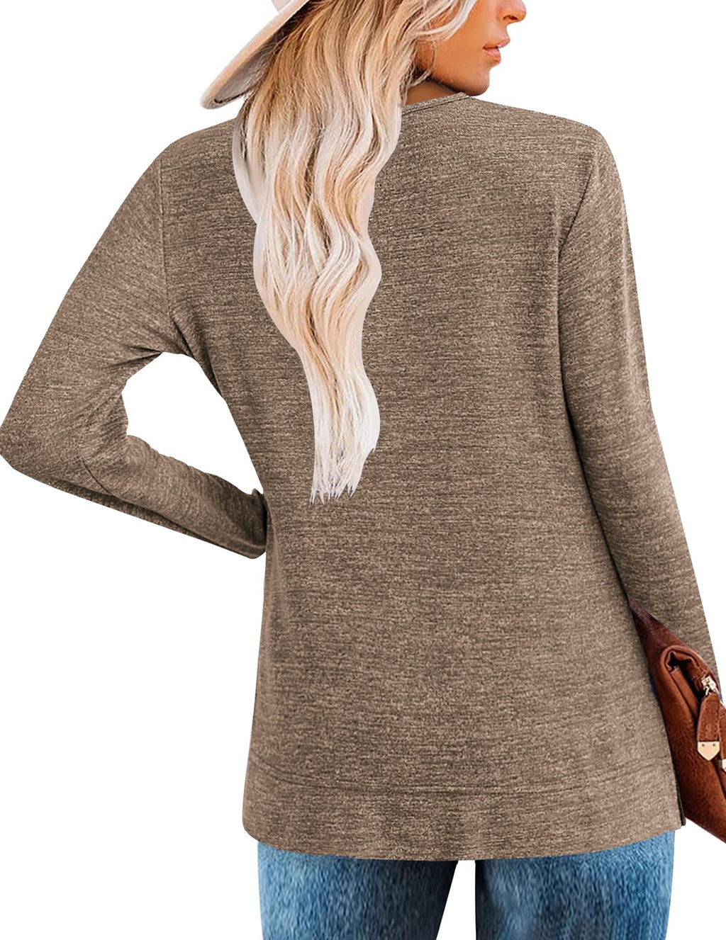 Zeagoo Women's Casual Tunic Tops Long Sleeve Shirts for Leggings V Neck Button Fall Pullover Blouse Loose Sweatshirts