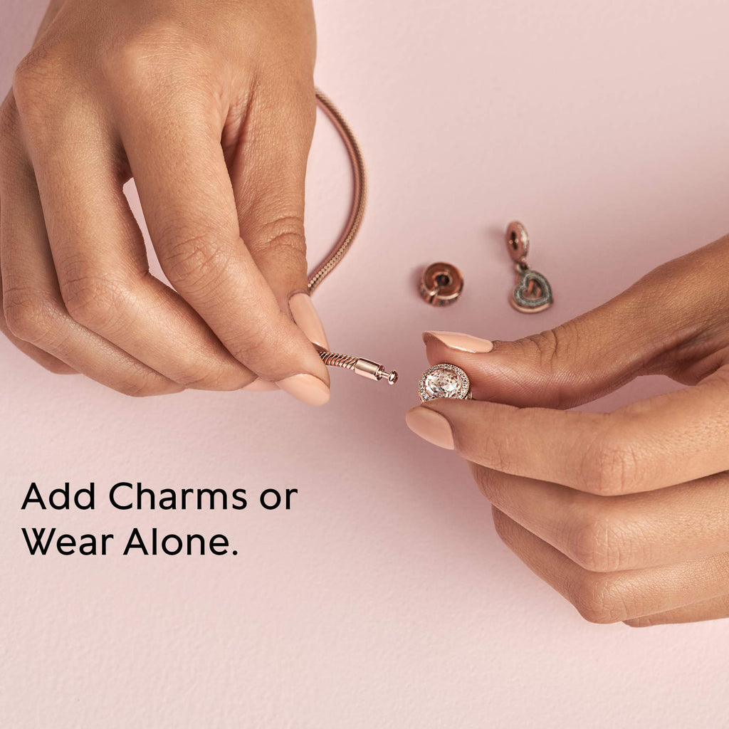 PANDORA Moments Snake Chain Bracelet - Hand-Finished Charm Bracelet - Jewelry for Her with Gift Box - Compatible Moments Charms - Sterling Silver