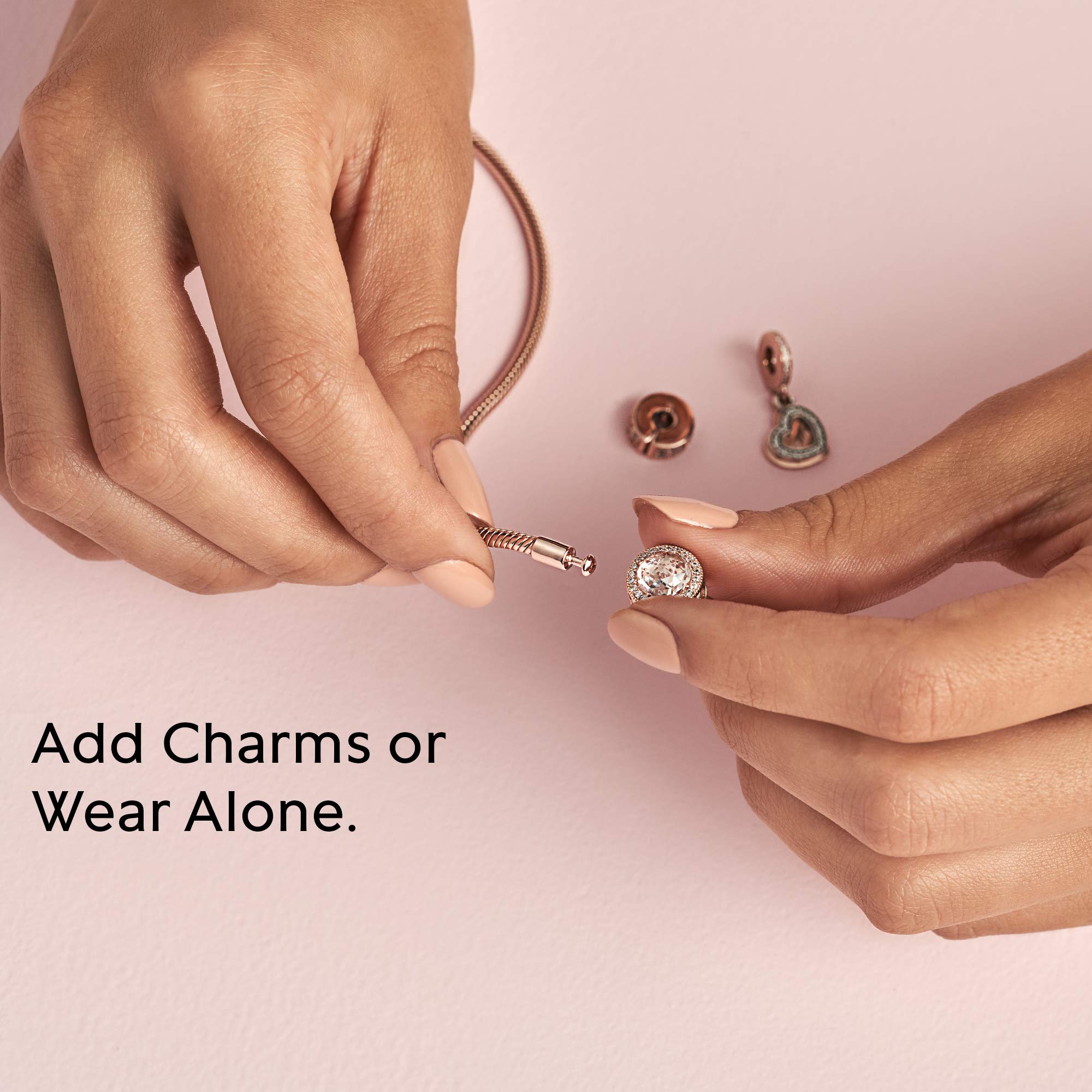 PANDORA Moments Snake Chain Bracelet - Hand-Finished Charm Bracelet - Jewelry for Her with Gift Box - Compatible Moments Charms - Sterling Silver