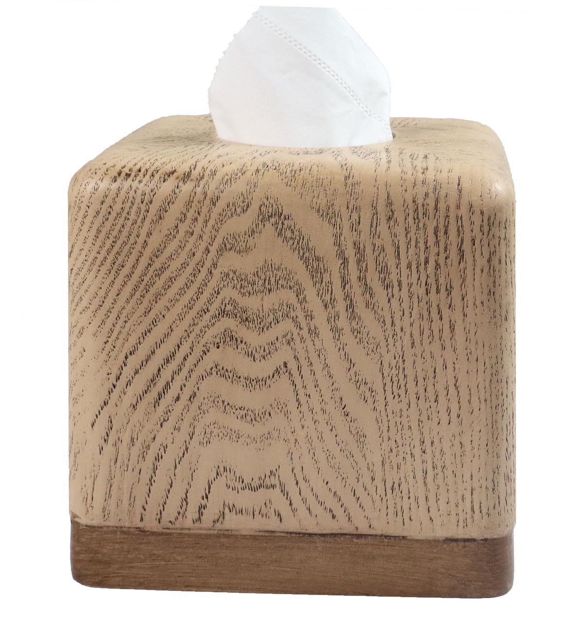 Hymmah Square Tissue Box Cover Holder with Tray,Unique Cube Design Tissue Dispenser Cover Decor for Vanity Counter Tops Also Great for Bedroom and Living Room