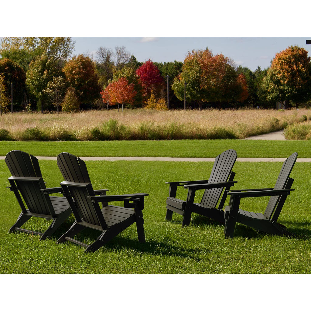 FUNBERRY Folding Adirondack Chair, Fire Pit Chairs with Cup Holder | HDPE All Weather, Quick-Folding, No Rot or Rust or Crack, UV Fade Shield, 400LBS Weight Capacity, Easy-Clean for Outside