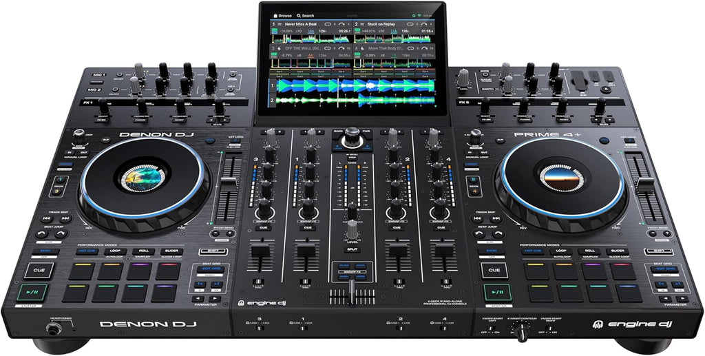 Denon DJ PRIME 4+ Standalone DJ Controller with Stem Separation on 4 Decks, Wi-Fi Streaming, Drop Sampler Mixer, 10.1" Touchscreen, Light Control