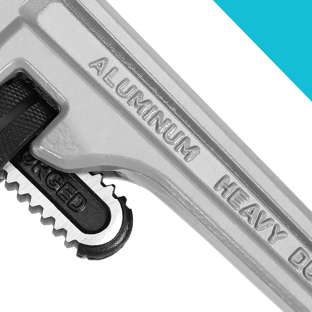 DURATECH 8-inch Heavy Duty Aluminum Straight Pipe Wrench, Adjustable Plumbing Wrench, Drop Forged, Exceed GGG standard