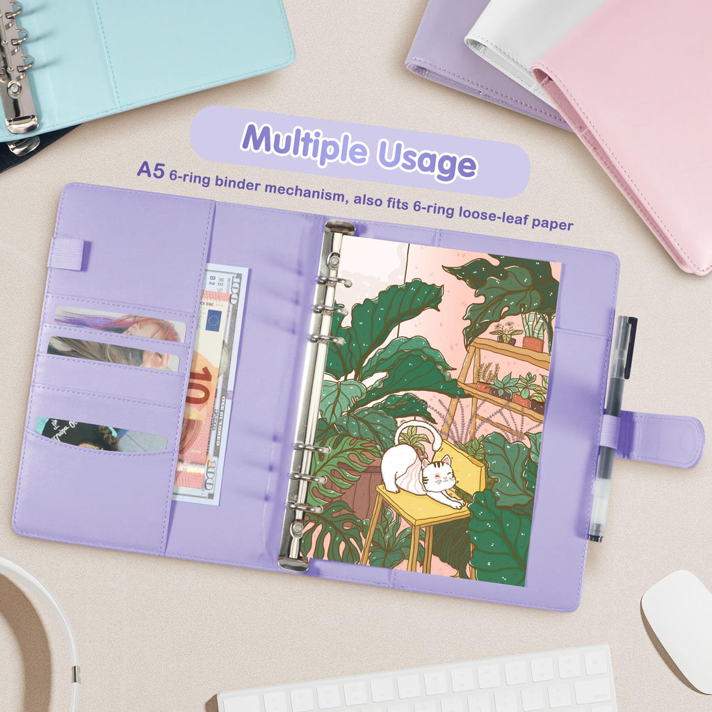 A5 Kpop Photocard Binder with 30 Pack 4-Pocket Card Pages, 6 Ring A5 Binder Card Collector Album with 240 Card Slots,PU Leather Binder Cover with Magnetic Buckle Closure for Organizing Trading Card