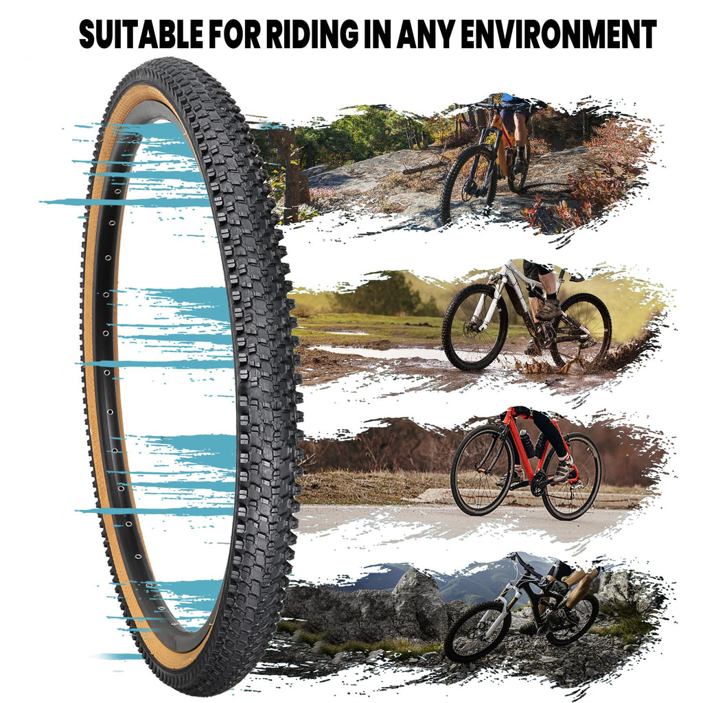 Hycline 2-Pack Mountain Bike Tires Set: 20/24/26/27.5-inch Folding Replacement High-Performance Wear-Resistant Bicycle Tires and Pair Inner Tubes with Tire Levers for MTB Off-Road Bike