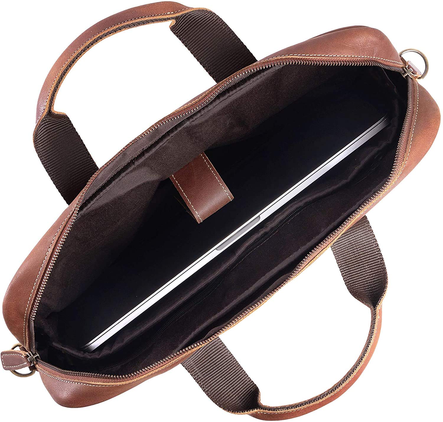 Leather briefcase 18 Inch Laptop Messenger Bags for Men and Women Best Office briefcase Satchel Bag (Black)