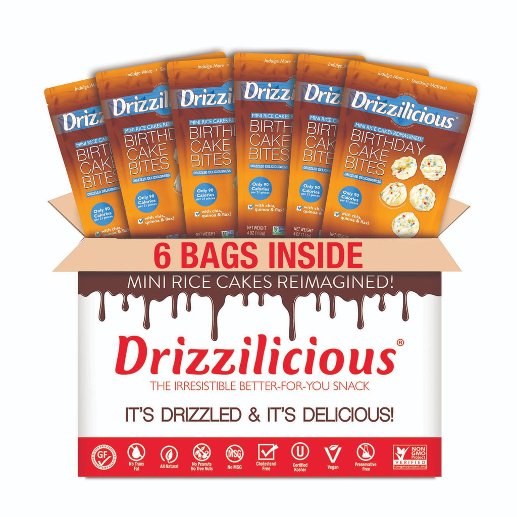 Drizzilicious Mini Flavored Rice Cakes - Rice Crisps, Healthy Snack for Adults and Kids, Vegan, Gluten Free Snack, 90 Calories Per 21 Pieces, S'mores & Cinnamon Swirl - 4 oz (Pack of 6)