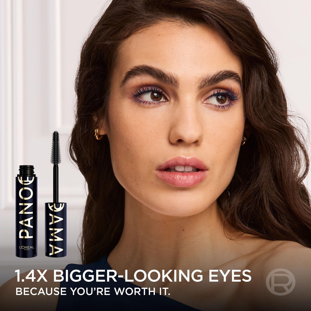L'Oreal Paris Voluminous Panorama Mascara, Volumizing and Lengthening Formula, Longwear, Smudge-Resistant and Washable, All Night Black Mascara, 0.33 Fl Oz