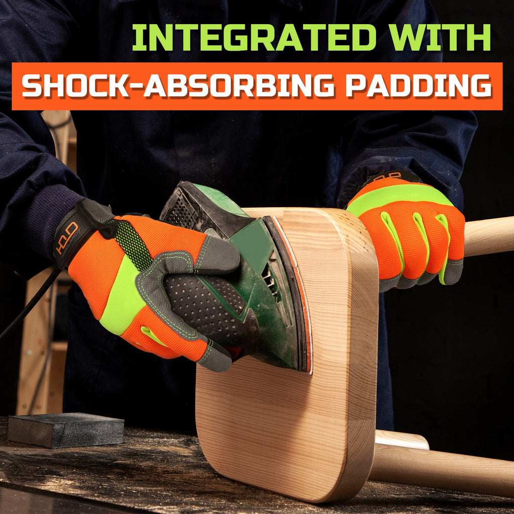 AIGEVTURE Safety Work Gloves Mens & Women, Light Duty Mechanic Gloves Touch Screen, Gardening Work Gloves with Grip,High Dexterity