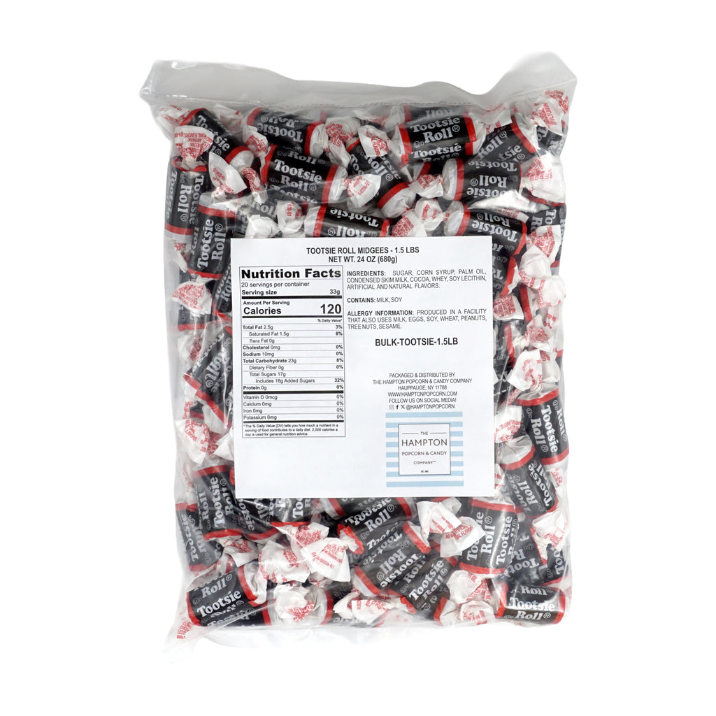 TootsieMidgees & Large Mix, 2lb Bulk Bag, Mini & Large Chocolate Bars, Individually Wrapped Bulk Candy, The Hampton Popcorn & Candy Company