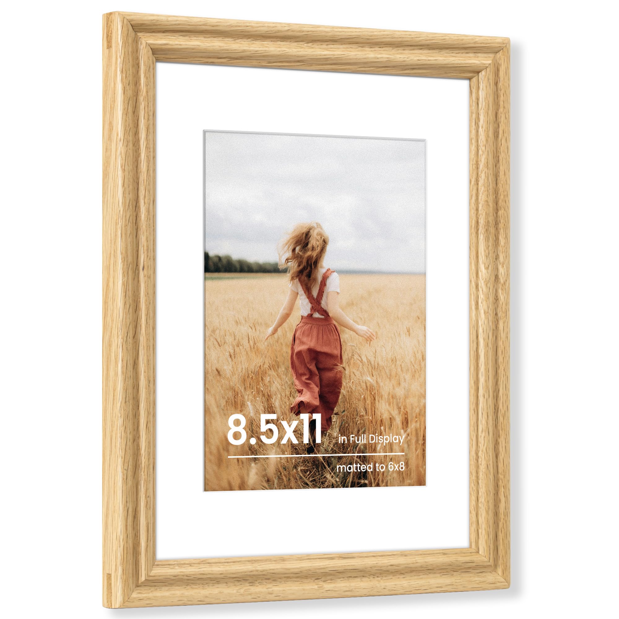 Fun Memories 5x7 Picture Frame with Mat for 4x6 Photo, Solid Elm Wood & Tempered Glass, Rustic Wall & Tabletop Display Frame, Grey, 1 Pack